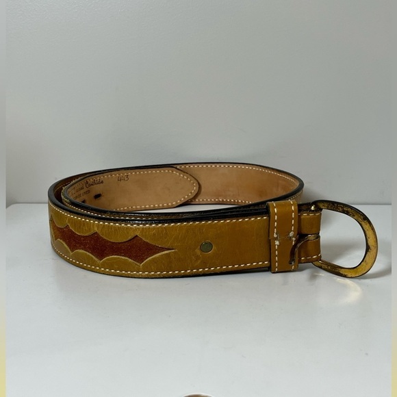 Unbranded 36W Glove Tanned Leather Hand Made Aztec Western Cowboy Detail Belt - Picture 1 of 12